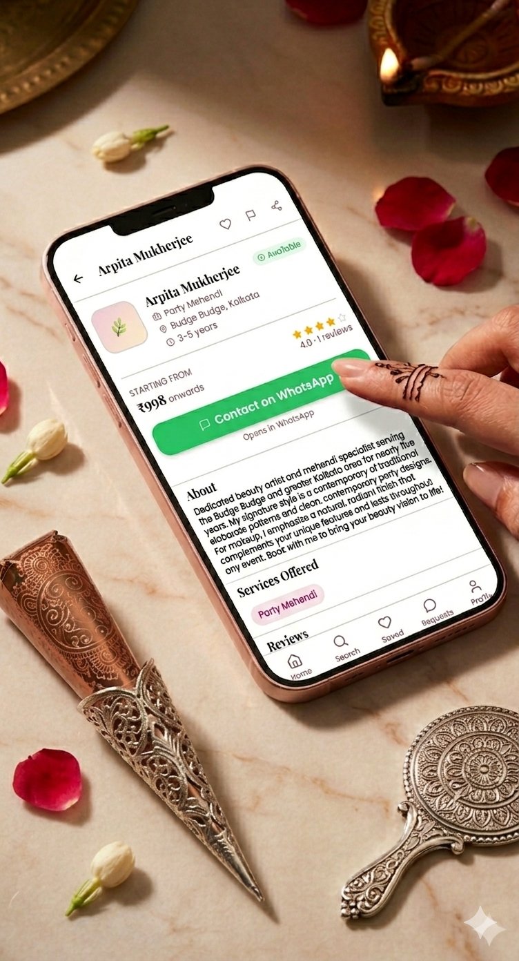 Bride choosing a professional bridal mehendi artist for her wedding